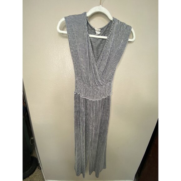 Caution To The Wind womens Black striped pantsuit Small sleeve less rayon - Picture 2 of 6